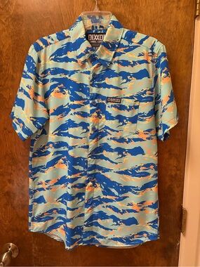 Dixxon Blue & Orange Short-Sleeve Button-Up Shirt